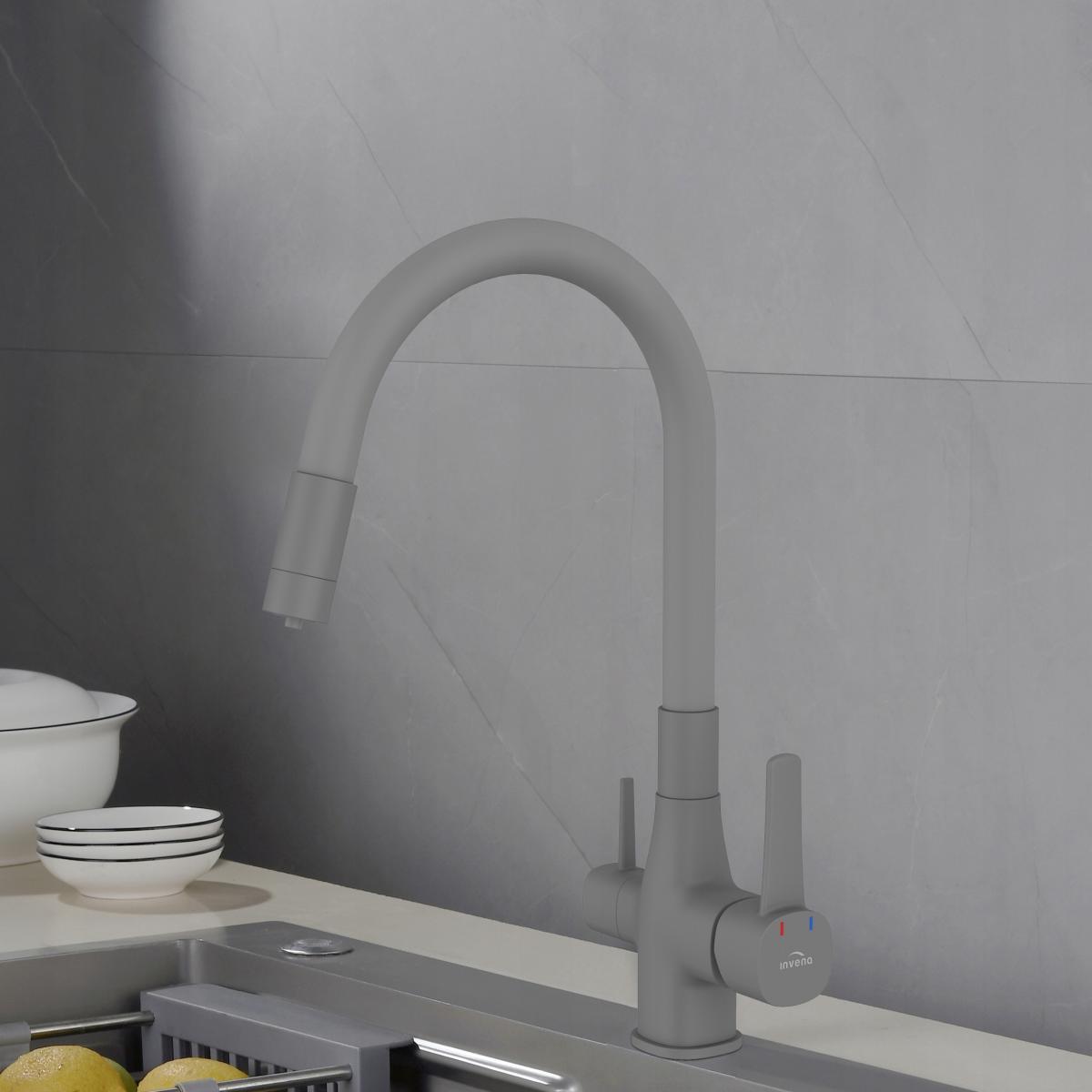 INVENA BATERIA ZLEWOZMYWAKOWA Z FILTREM GLAMOUR INVENA TREND, SZARA