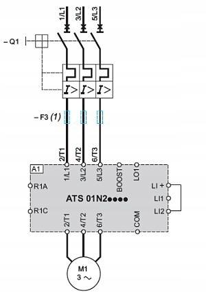 Układ łagodnego rozruchu ATS01 3-fazowe 380/415VAC 50/60Hz 11kW 22A IP20