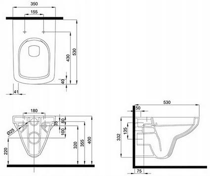 GEBERIT Miska WC Nova Pro lejowa Rimfree 48h