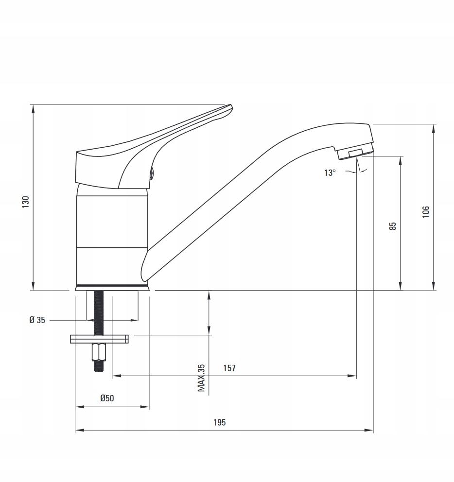 Bateria umywalkowa Deante Joko chrom, stojąca z ruchomą wylewką 48h
