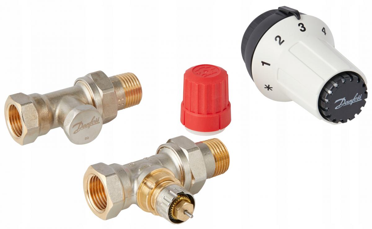 Zestaw termostatyczny lewy(dwa zawory + głowica) Danfoss X-tra Collection d