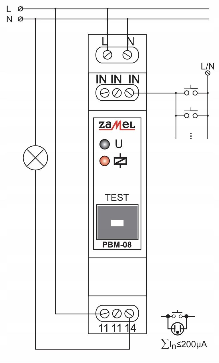 ZAMEL Przekaźnik bistabilny z przyciskiem PBM-08