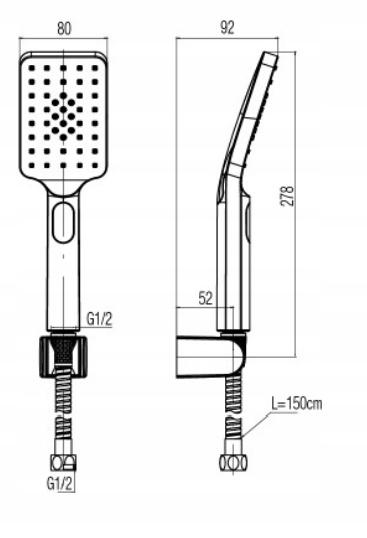 LOFT Zestaw natryskowy punktowy, 3-funkcyjny