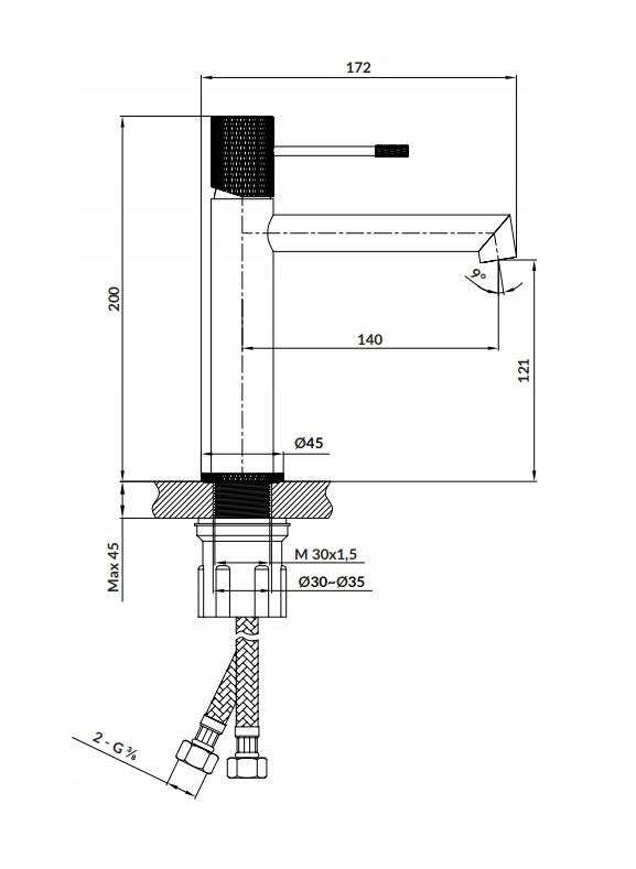 CERSANIT Bateria umywalkowa sztorcowa Zen Gun metal