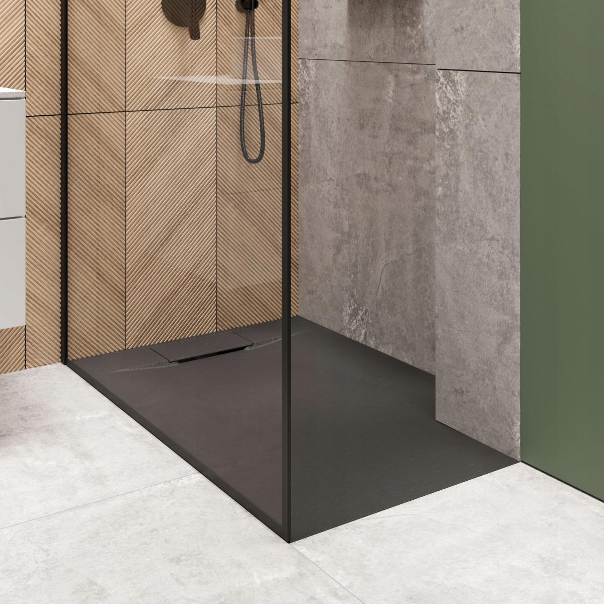 BRODZIK PRYSZNICOWY KWADRATOWY ALVERO INVENA TREND, 90X90 CM CZARNY