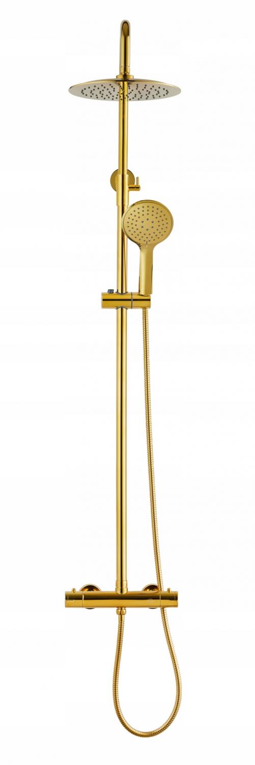 INVENA DESZCZOWNIA Z BATERIĄ TERMOSTATYCZNĄ GOLD INVENA TREND ZŁOTA