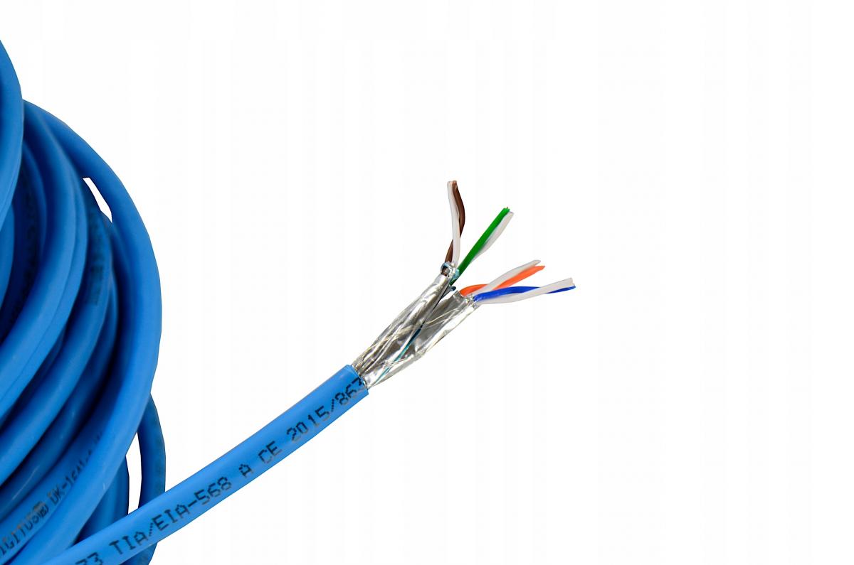 Kabel S/FTP kat. 6A 500m (szpula) LS0H drut niebieski CPR: Eca