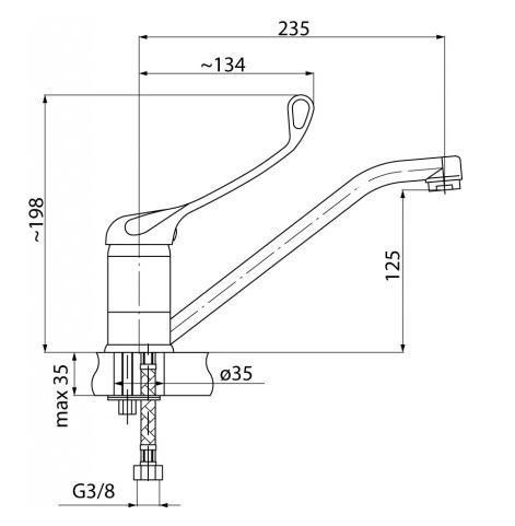 VALVEX Bateria umywalkowa Medica stojąca 1otworowa z obrotową wylewką chrom