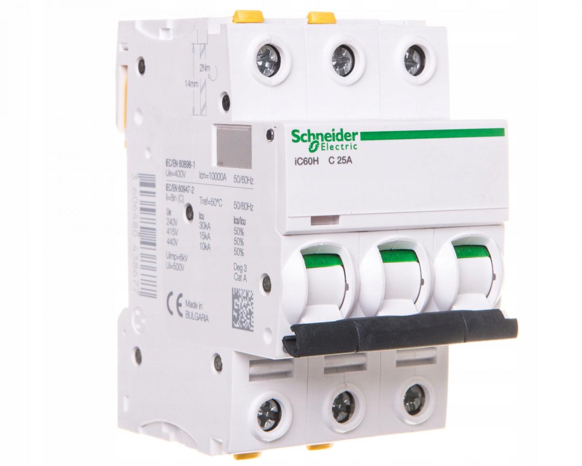 SCHNEIDER ELECTRIC Wyłącznik nadprądowy iC60H-C25-3 C 25A 3-biegunowy