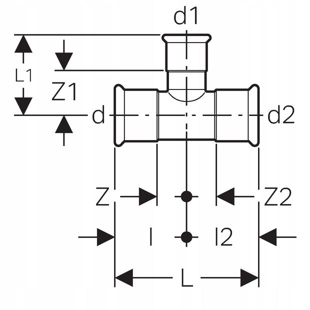 GEBERIT Trójnik Geberit Mapress C-Stahl redukcyjny d88,9-76,1