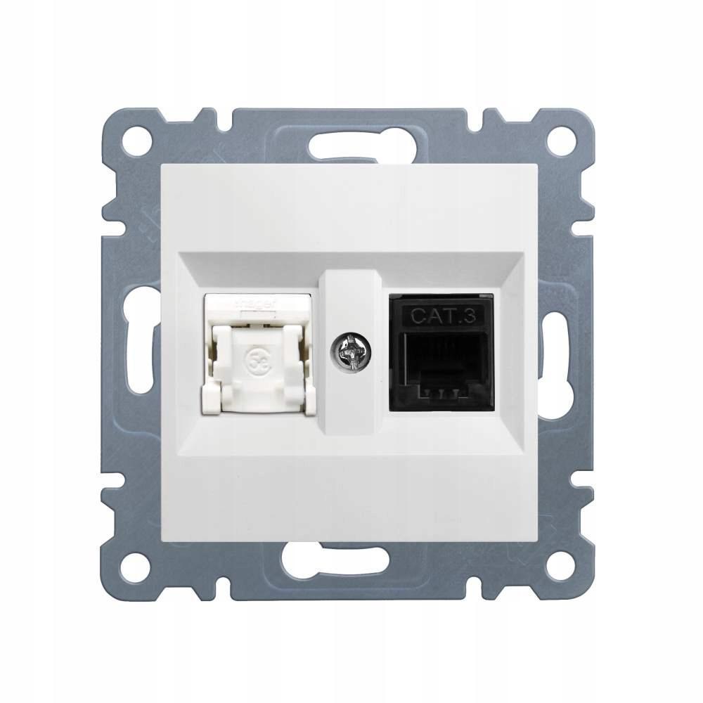 HAGER LUMINA Gniazdo RJ11/12 + RJ45, biały