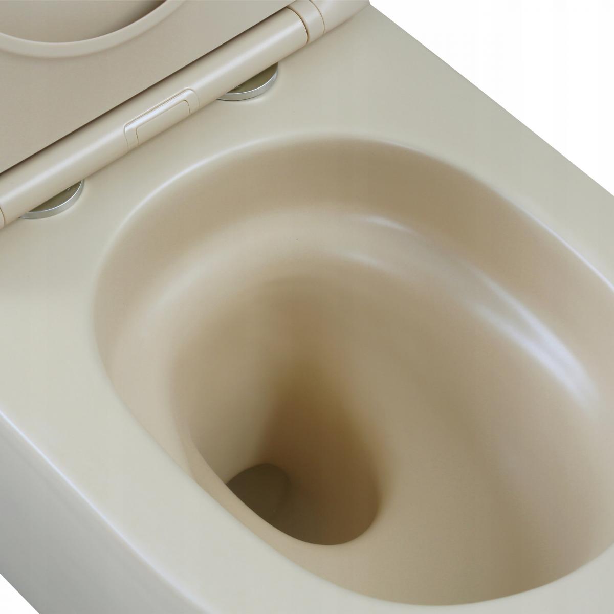 MISKA WC PODWIESZANA, QFS, TAVRO OKRĄGŁA, Z DESKĄ WOLNOOPAD CAPPUCCINO