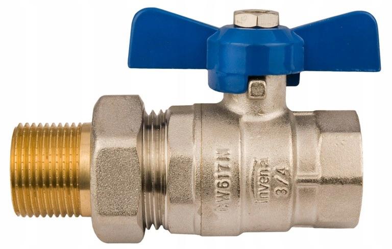 INVENA ZAWÓR KULOWY WODNY ZE ŚRUB. Z MOTYL. TYP CIĘŻKI PROV 3/4