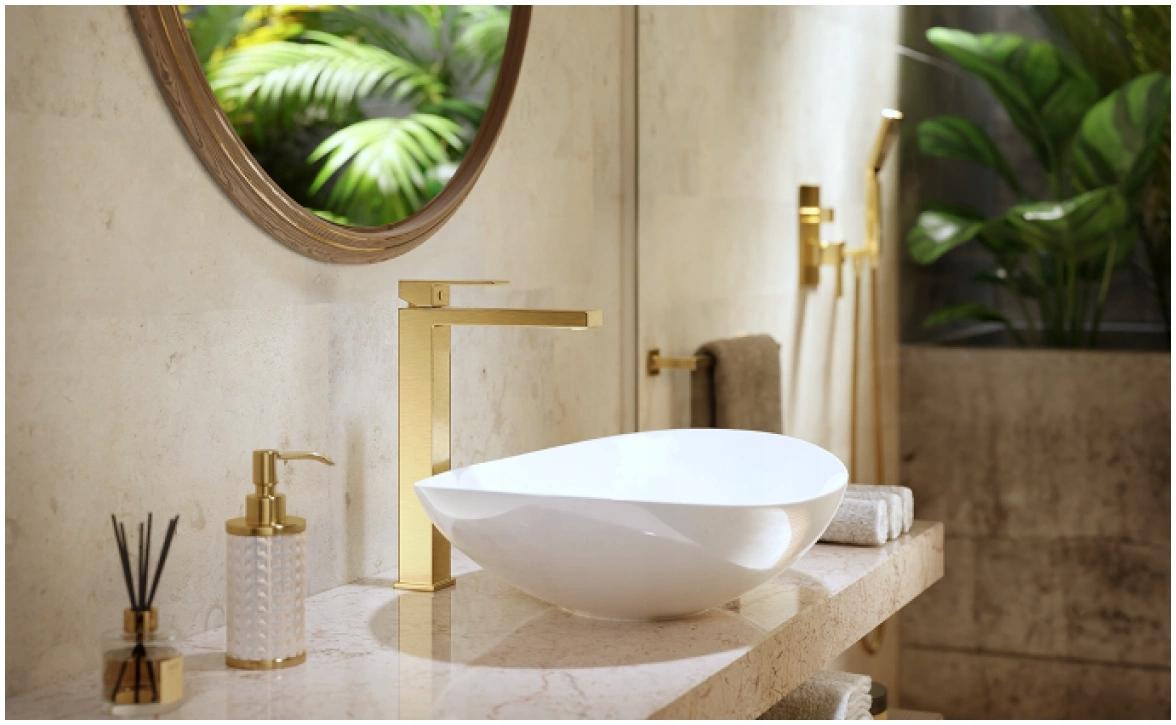 VALVEX Bateria umywalkowa stojąca wysoka ARS BRUSHED GOLD