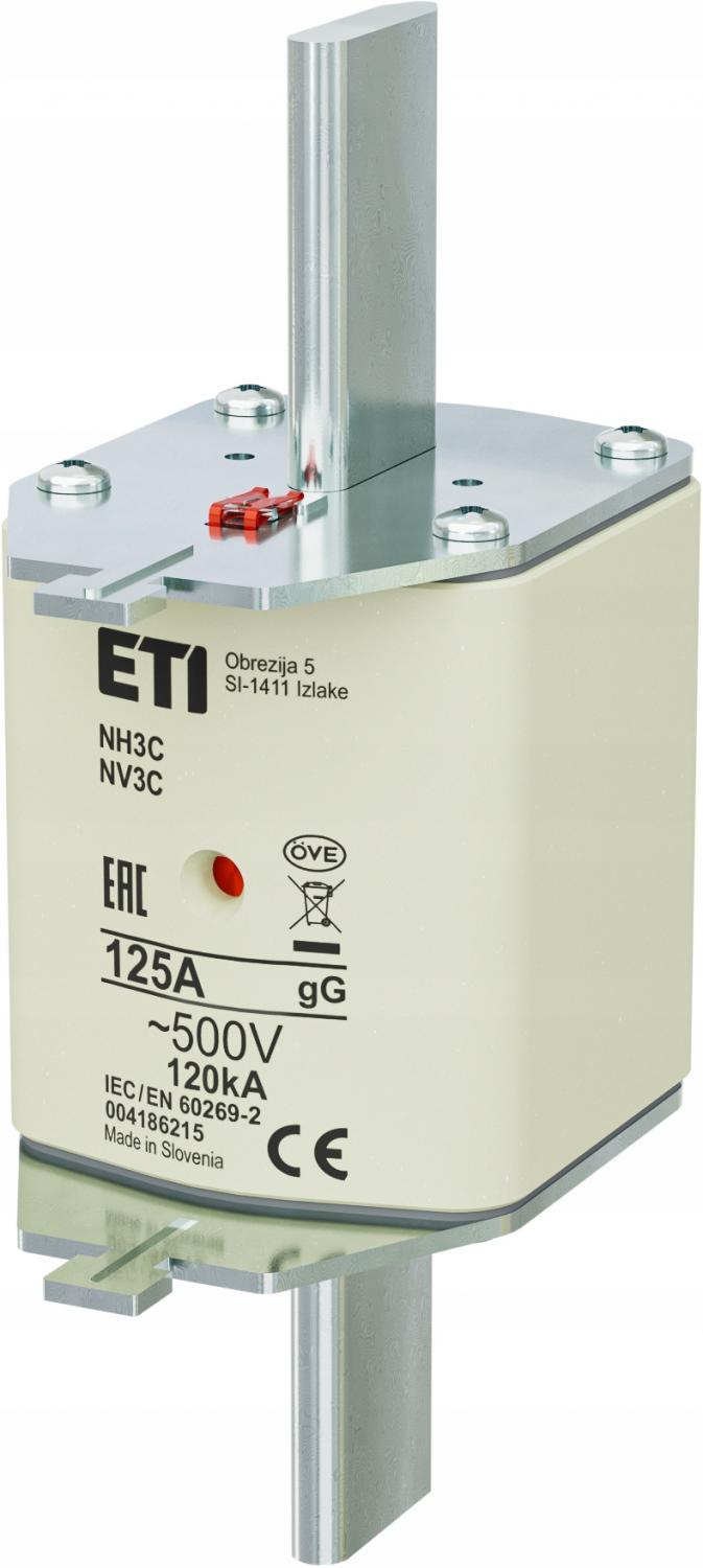 ETI Wkładka topikowa przemysłowa zwłoczna KOMBI NH3C GG 125A/500V
