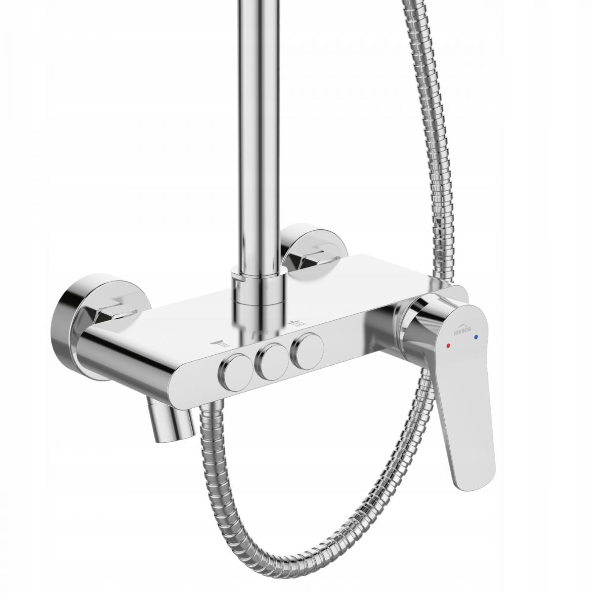 INVENA DESZCZOWNIA Z BATERIĄ NATRYSKOWĄ ALONIA INVENA TREND CHROM