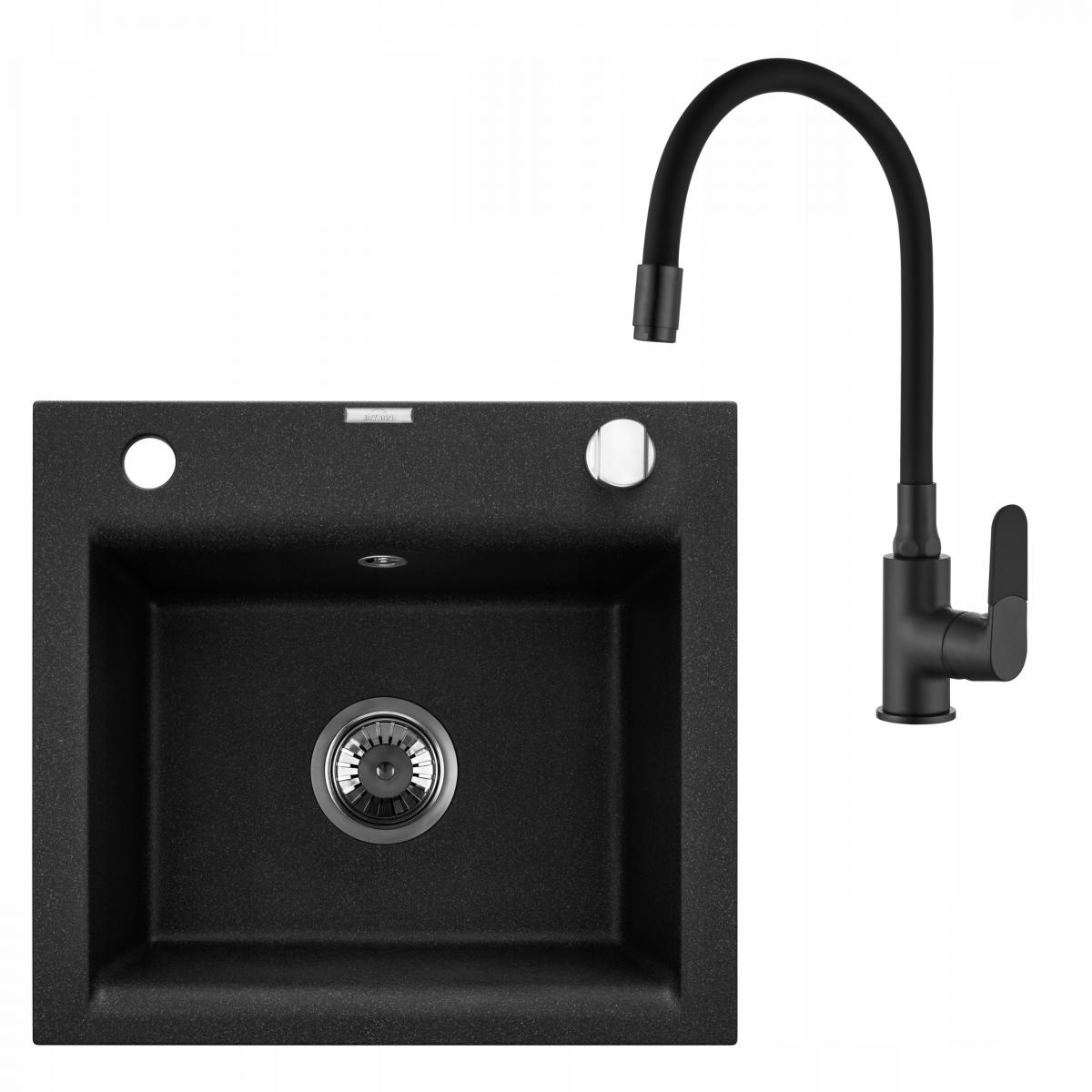 INVENA ZLEWOZ GRANIT 1K TESALIA W ZES Z CZARNĄ BZ JOGA PLUS SYF CHROM