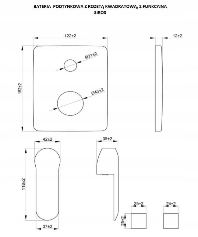 INVENA ZEST PODTYN Z BAT PODTYNK 2F SIROS, KWADR, CZARNY, NR 10