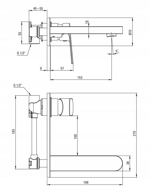 DEANTE Bateria umywalkowa podtynkowa Alpinia, złoty