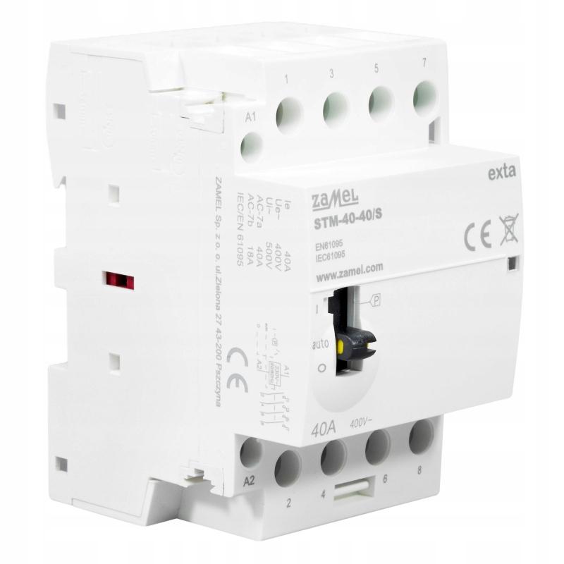 Stycznik modułowy ze sterowaniem ręcznym, instalacyjny 40A, 4xNO, 230V AC S