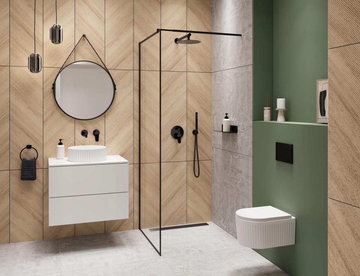 INVENA BATERIA UMYWALKOWA PODTYNKOWA ALONIA INVENA TREND, CZARNY POŁYSK