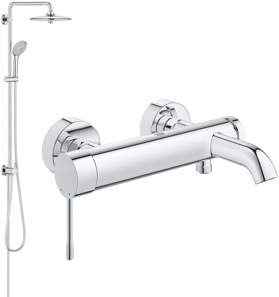 Bateria wannowa ścienna GROHE Essence 1-uchwyt. 2-otworowa mosiężna chrom