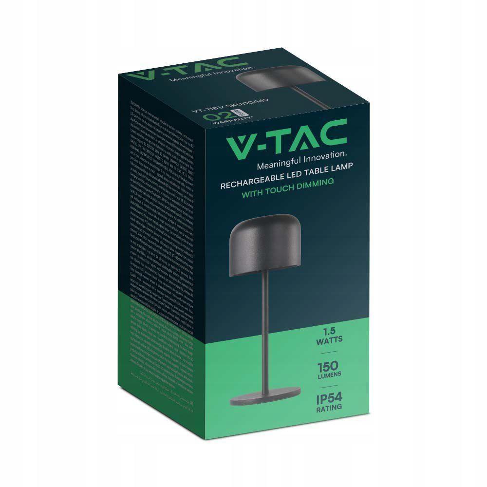 Lampka Biurkowa Nocna V-TAC 1,5W LED 21cm Ładowanie Ściemnianie Czarna VT-1