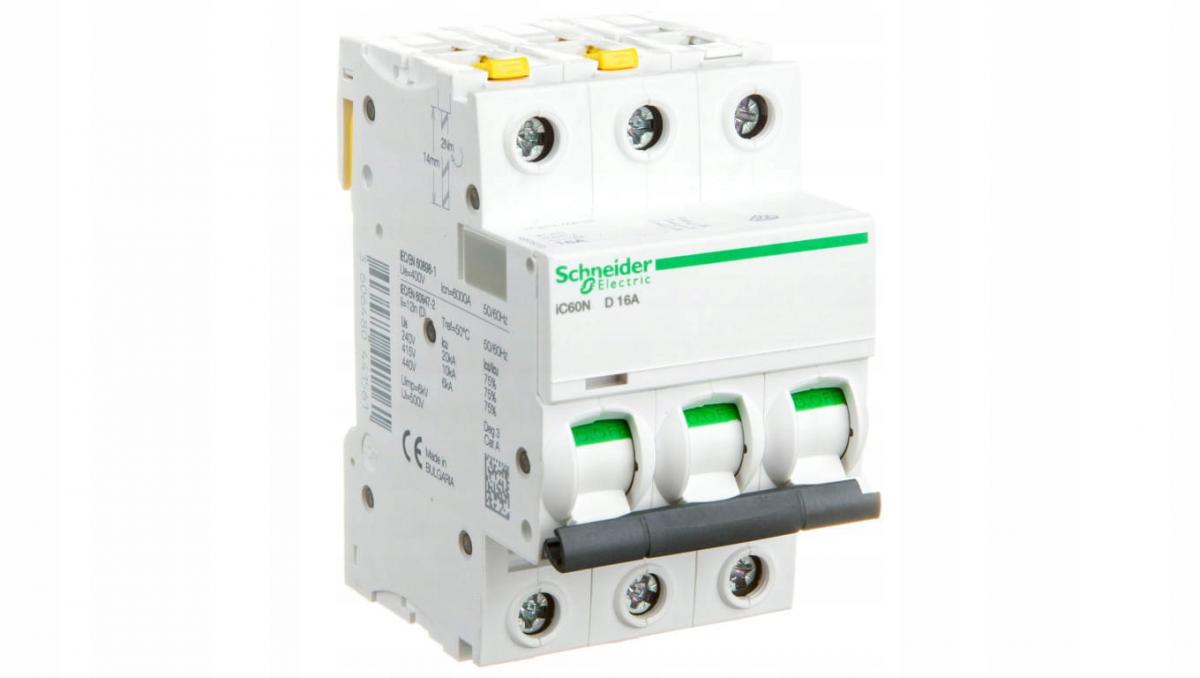 SCHNEIDER ELECTRIC Wyłącznik nadprądowy iC60N-D16-3 D 16A 3-biegunowy