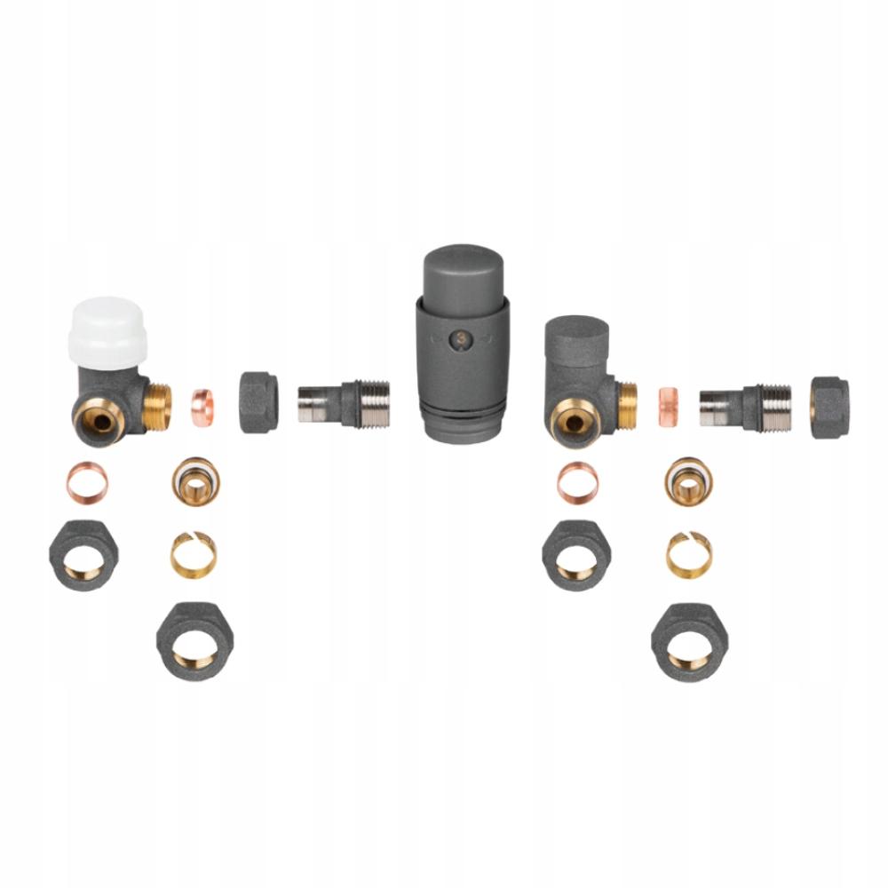 Zestaw termostatyczny INVENA osiowy GRAFIT STRUKTURALNY pex16 - miedź15