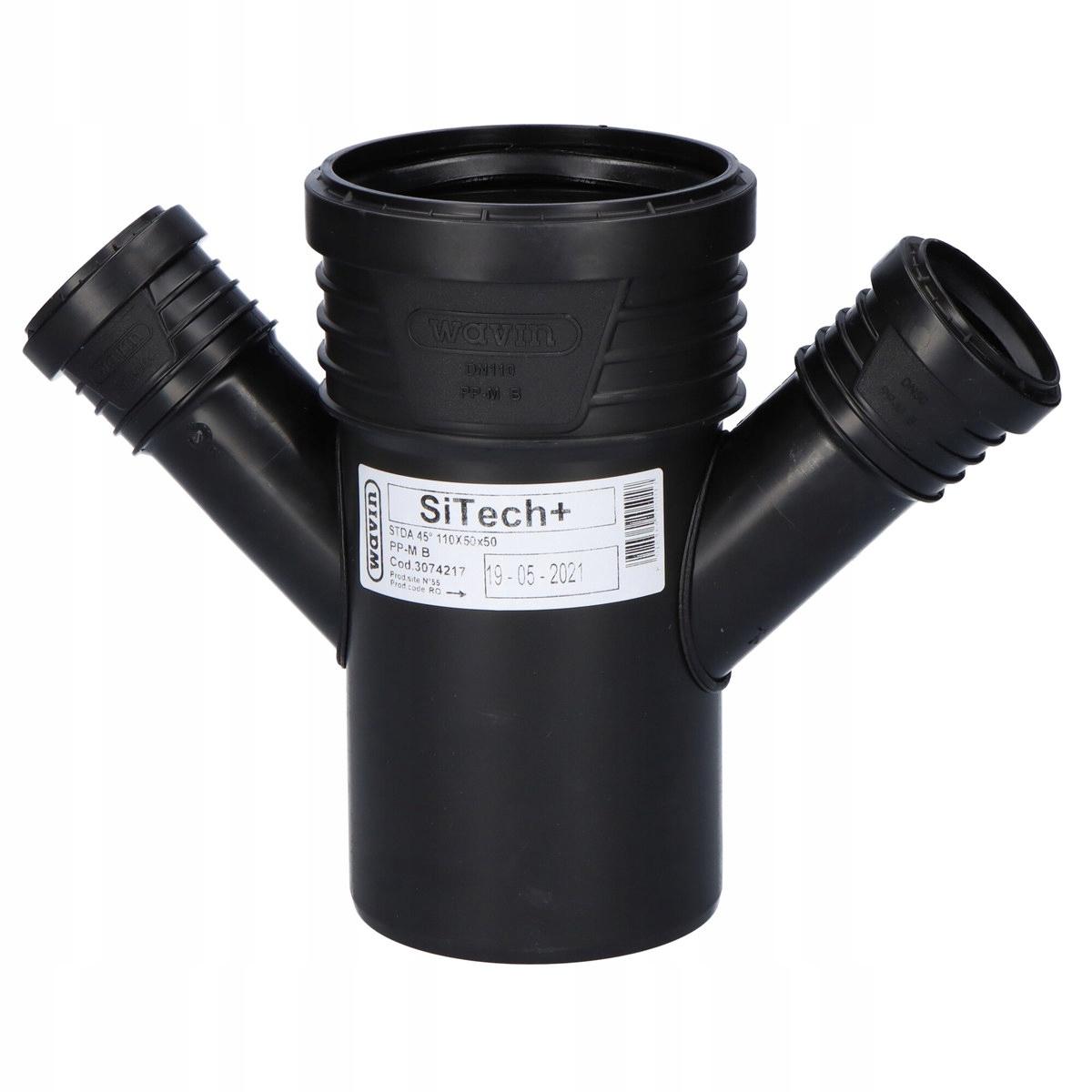 Czwórnik prosty 110x50x50/45°, SITECH+ czarny