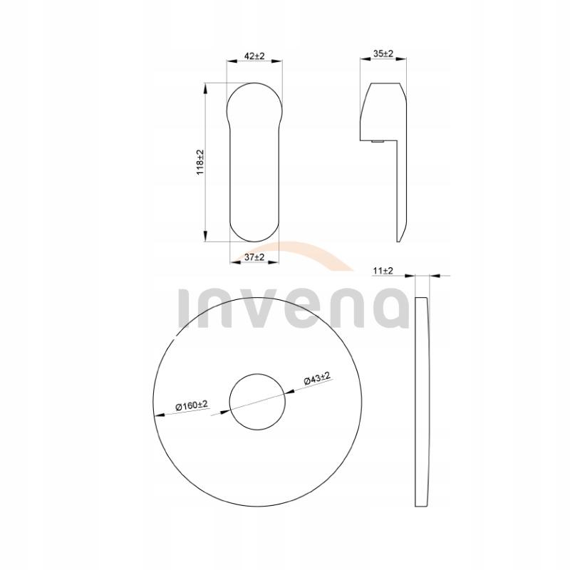 Bateria natryskowa INVENA podtynkowa SIROS 1-funkcyjna 48h