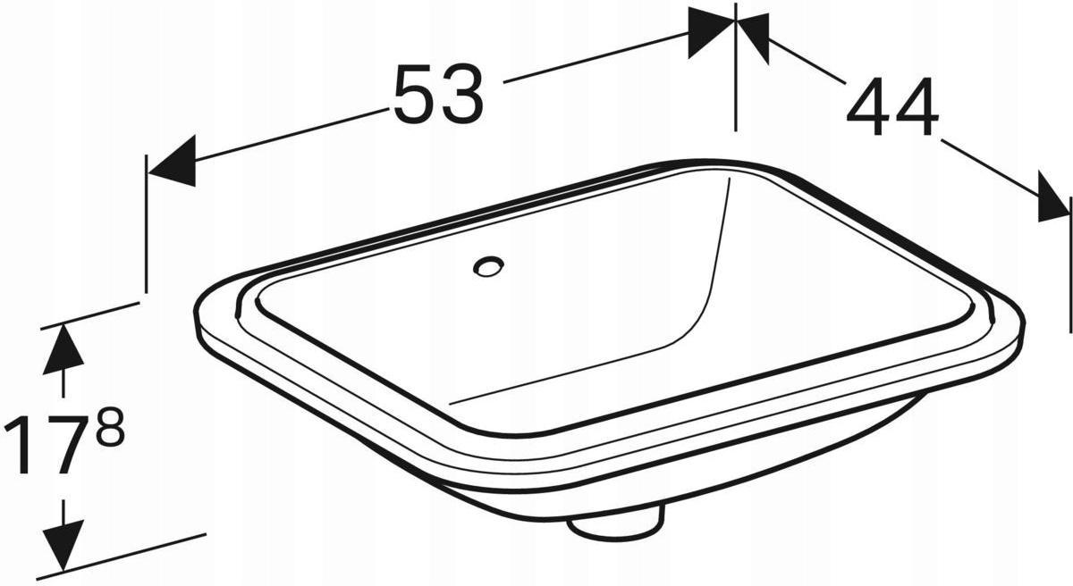 Umywalka podblatowa Variform, prostokątna, B53 cm, H17.8 cm, T44 cm, z prze
