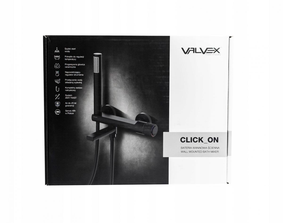 VALVEX DECOR BLACK Bateria wannowa ścienna z akcesoriami