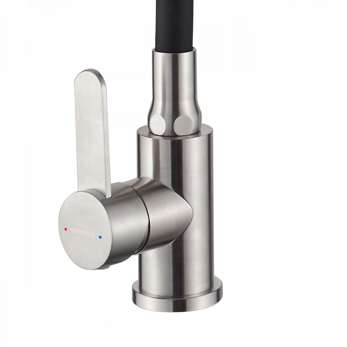 INVENA BATERIA ZLEWOZMYWAKOWA DALIS Z RUCHOMĄ 2F WYLEWKĄ, INOX / CZARNA