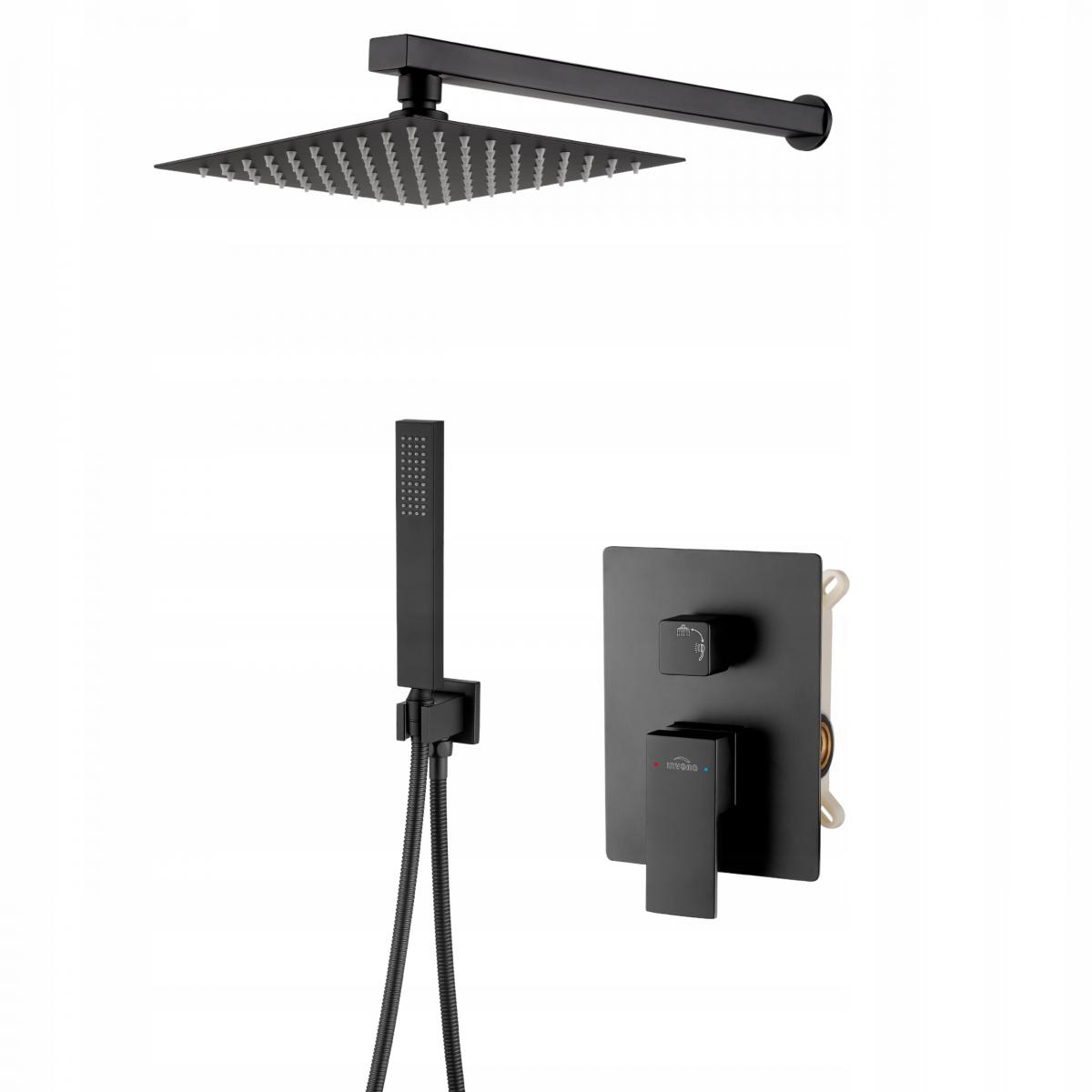 INVENA ZESTAW PODTYNKOWY Z BATERIĄ PODTYNKOWĄ 2F PAROS INVENA TREND, CZARNY