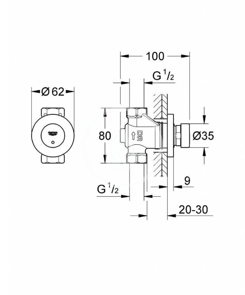 GROHE Zawór samozamykający przelotowy GROHE Euroeco Cosmopolitan T chrom