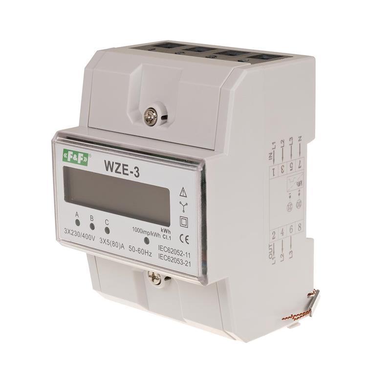 F&F Trójfazowy licznik zużycia energii 80a, mid WZE-3