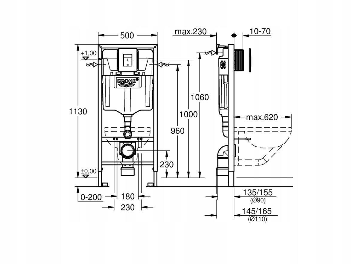 Stelaż podtynkowy GROHE RAPID SL fresh 5w1 39449000 Skate C. Chrom-mat 48h