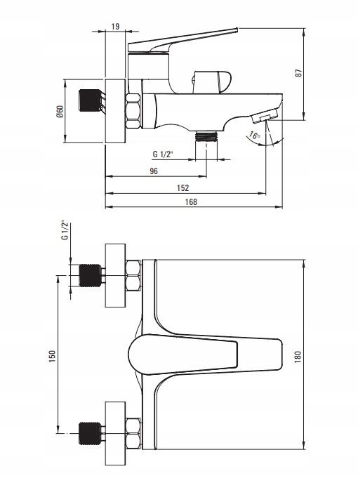 DEANTE Bateria wannowa Ivo, chrom, bez kompletu natryskowego
