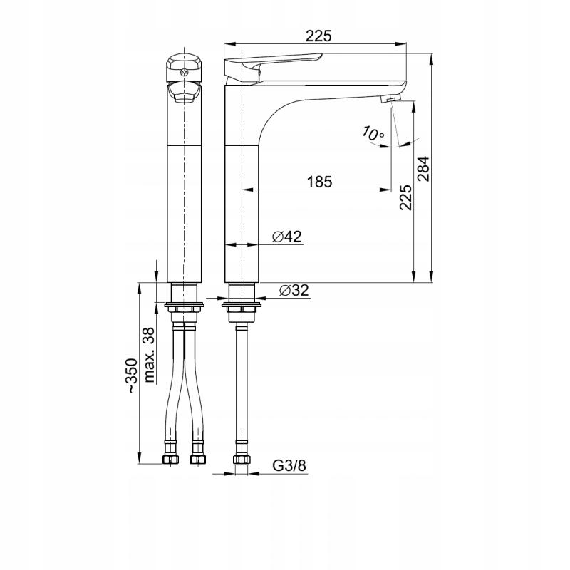 Bateria umywalkowa stojąca ARMATURA KRAKÓW TANZANIT 1-otw. mosiężna chrom