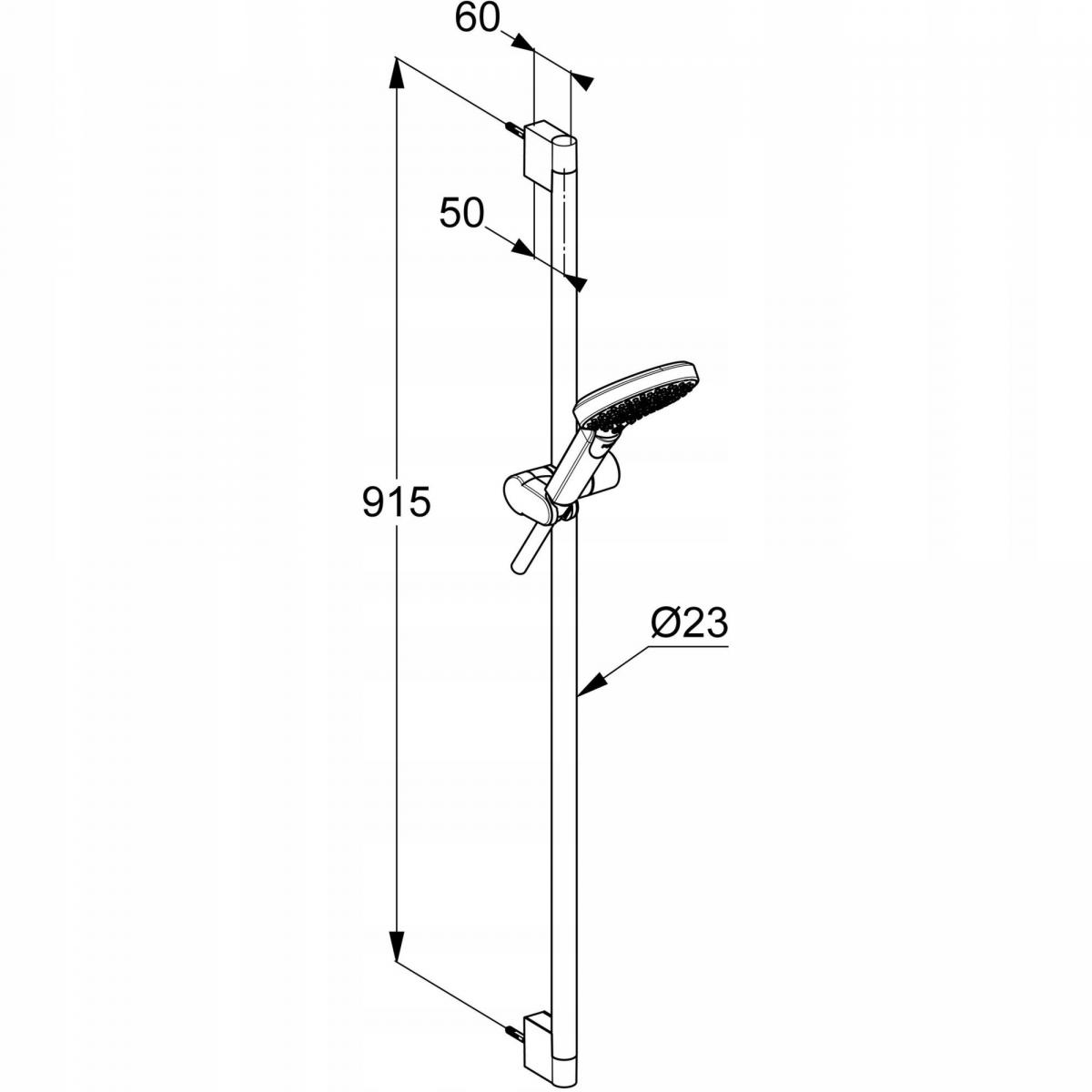 Zestaw natryskowy 3-strumieniowy KLUDI DIVE xDive do sztywnego montażu