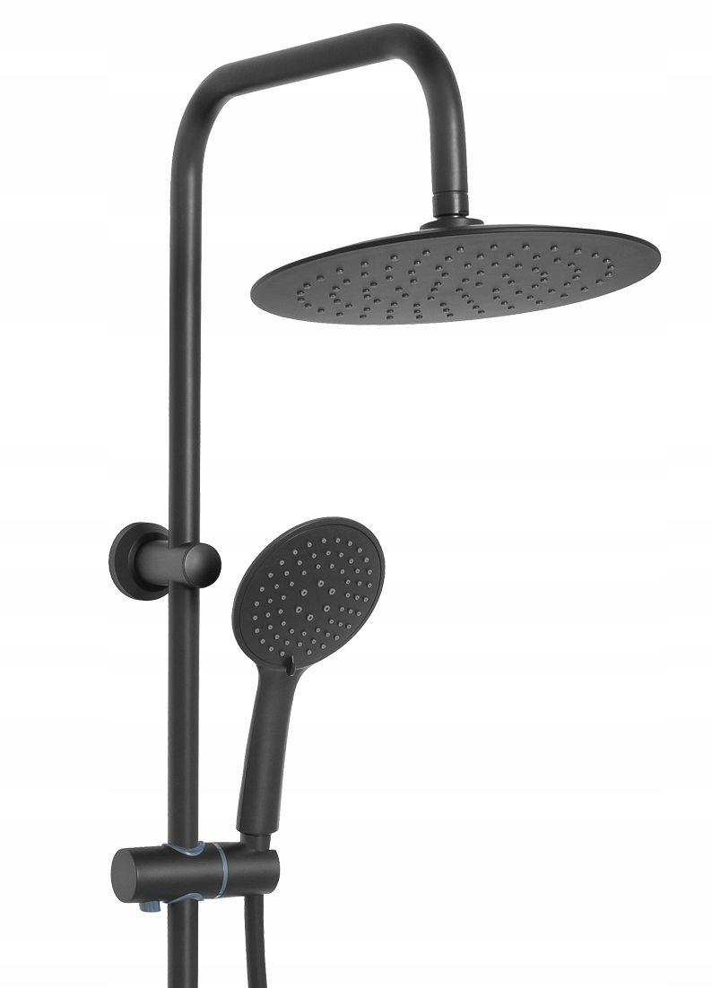 INVENA DESZCZOWNIA Z BATERIĄ TERMOSTATYCZNĄ MUSTA CZARNA