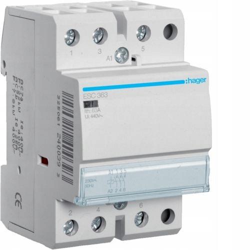 HAGER Stycznik 230VAC 3NO 63A AC-7a/b