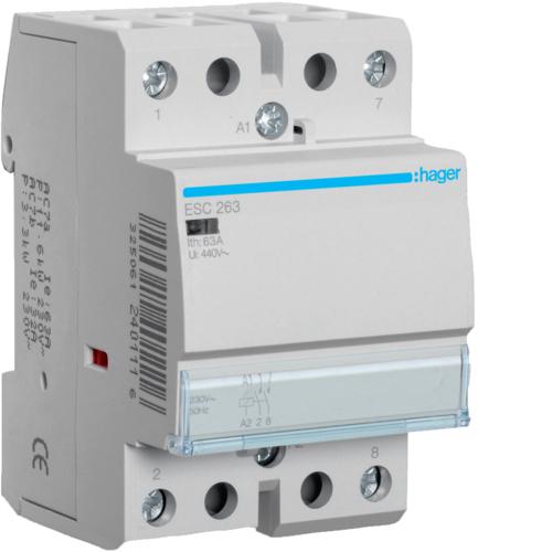 HAGER Stycznik 230VAC 2NO 63A AC-7a/b