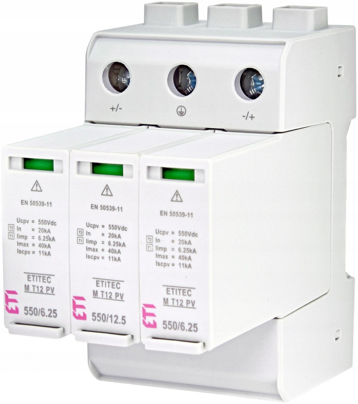 Ogranicznik przepięć T1, T2 (B, C) do systemów PV ETITEC M T12 PV 1100/12,5