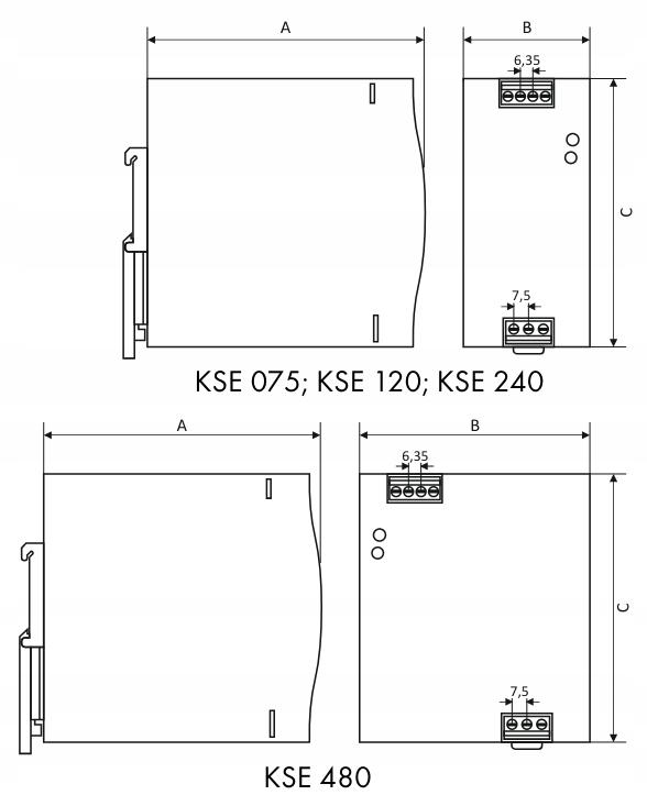 Zasilacz impulsowy KSR 24024 230/ 24VDC 10,0A na szynę DIN TH-35 stabilizow