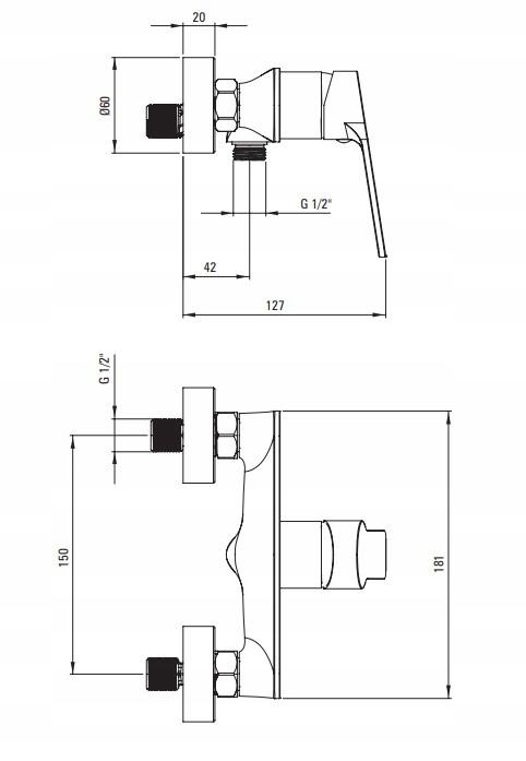 DEANTE Bateria prysznicowa Loco, chrom, ścienna
