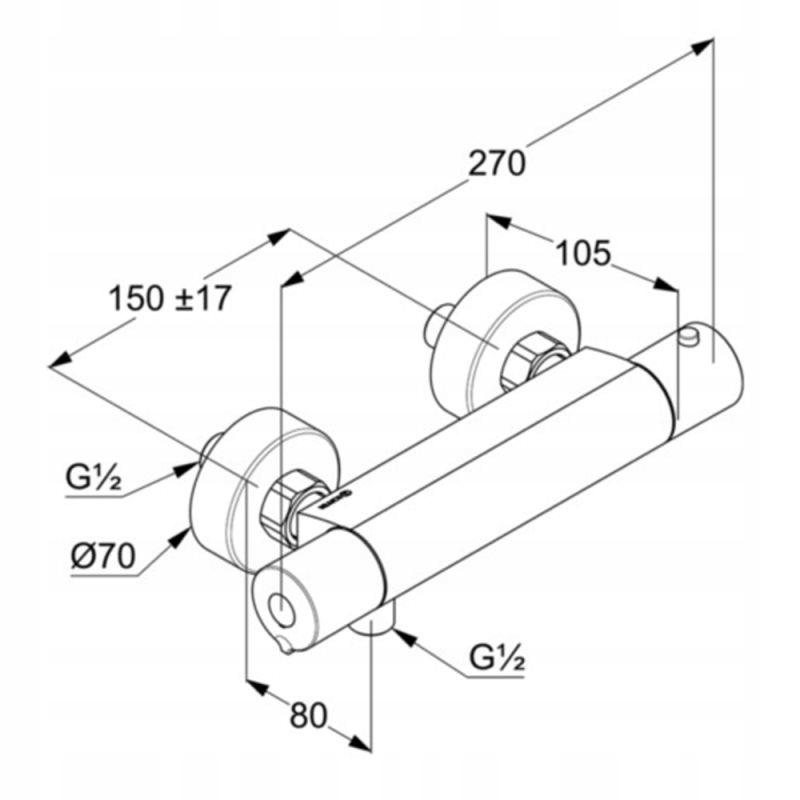 Bateria natrysk ścienna termostat KLUDI BASIC 2-uchwytowa mosiężna chrom