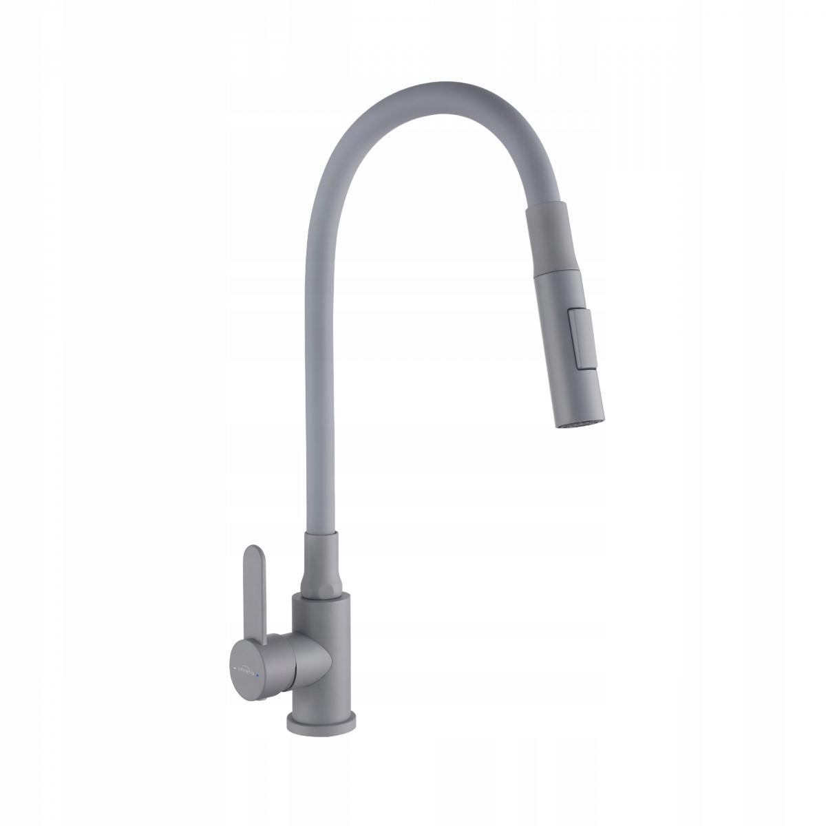 INVENA BATERIA ZLEWOZMYWAKOWA DALIS Z RUCHOMĄ 2F WYLEWKĄ, SZARA