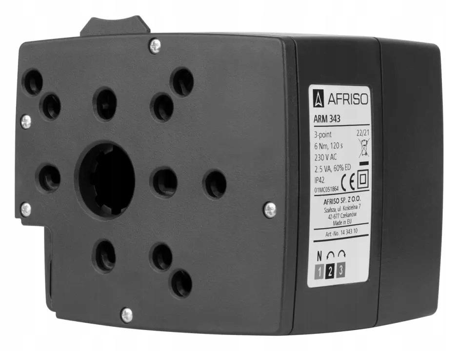 AFRISO Zestaw regulacyjny: 3-drogowy obrotowy zawór miesz + siłownik elektr